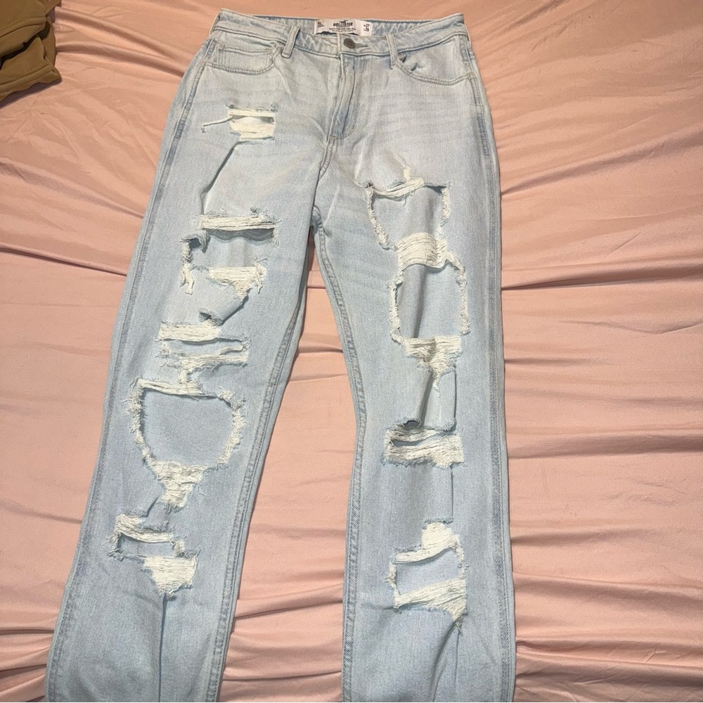 Hollister Light Blue Ripped Boyfriend Jeans